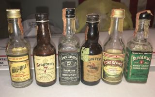 Vintage Mini Whiskey Bottles Jack Daniels Jim Beam Seagrams Hill And Hunter Echo