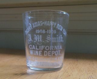 Happy Year 1909 A.  M.  Smith Minneapolis Pre Pro Adv Etched Whiskey Shot Glass