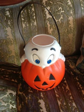 Vintage Empire Casper Ghost Pumpkin Halloween Bucket Blow Mold Decor Wow