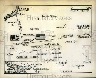 1944 Press Photo Map Showing Us Bombing Raids In The Marshall Islands
