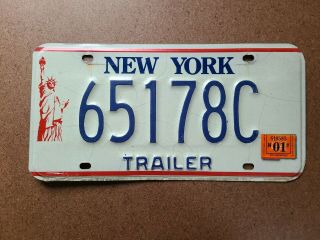 York State Trailer License Plate 1990s 2000s Statue Of Liberty