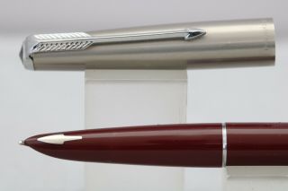 Vintage (c1962) Parker 61 Mkii Cartridge/convertor Medium Fountain Pen,  Burgundy