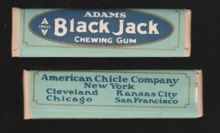 Rare Advertising Chewing Gum Stick With Wrapper - - - Adams Black Jack Chicle 1917