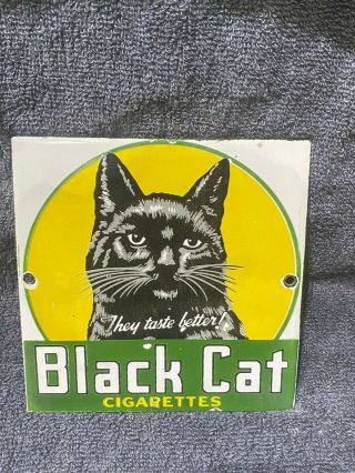 Black Cat Cigarettes Porcelain Sign Size 6 " X 6 " Inches