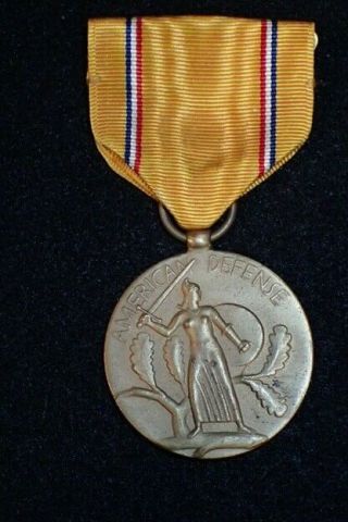 Ww2 Us Armed Forces American Defense Medal Strike Sewn Broach Good Cond