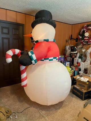Gemmy 2005 8ft Tall Snowman With Candy Cane Christmas Airblown Inflatable