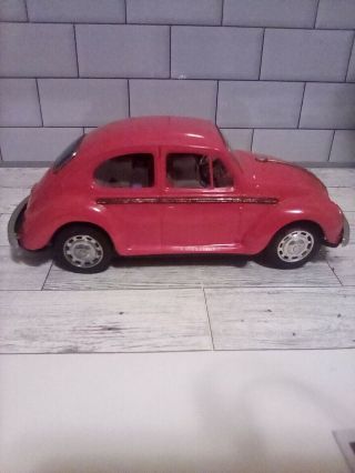 Vintage 1960s Taiyo Red Volkswagen Beetle Bug Battery Operated Kids Tin Toy Car