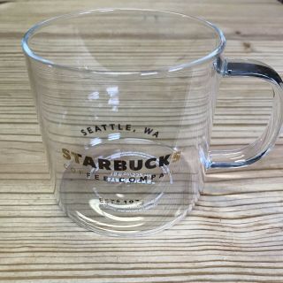 Starbucks Clear Glass Mug Gold Lettering 18 Fl Oz Seattle Coffee Cup