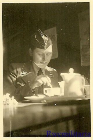 RARE Female Uniformed Wehrmacht Blitzmädel Helferin Girl at Tea Time 2