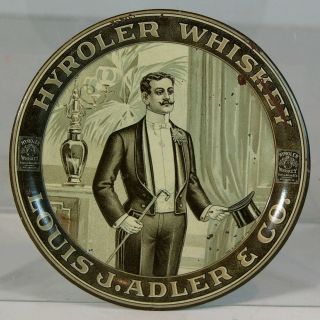Ca1905 Hyroler Whiskey Tin Litho Advertising Tip Tray Pre - Prohibition Beer Tray