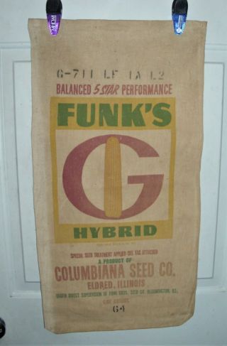 Vintage Cloth Funks G Hybrid Seed Corn Sack Columbiana Eldred Ill