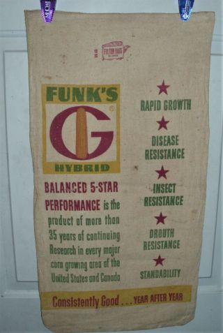 Vintage Cloth Funks G Hybrid Seed Corn Sack Columbiana Eldred ILL 2