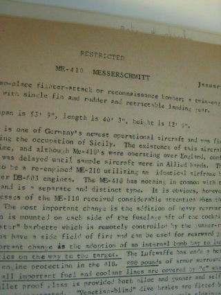 WW2 RESTRICTED Intelligence report German ME - 110 & ME - 410 Aircraft 2