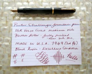 Parker Challenger Fountain Pen 1949 14k Gold Medium Nib Button Filler Ex Cond