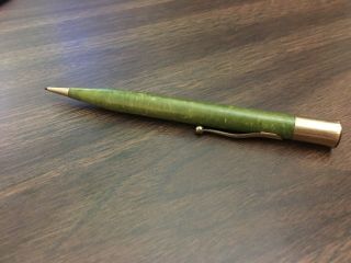 Sheaffers Mechanical Pencil - Green Jade Flat Top - Gold Filled Rare