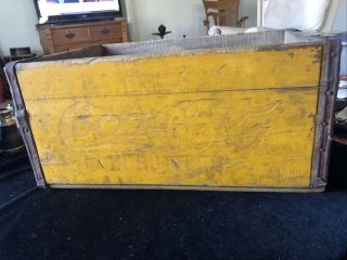 Vintage Yellow & Red Tall Drink Coca - Cola Wood Crate Or Box For Coke Bottles