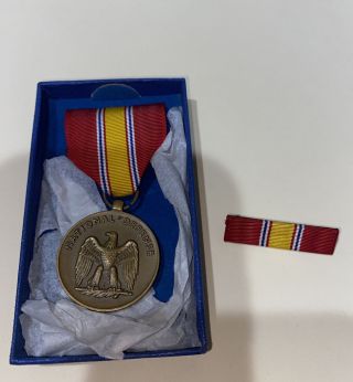Us World War Ii Campaign & Service National Defense Medal & Bar Ribbon Pin