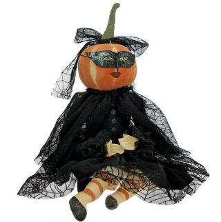 Joe Spencer Gathered Traditions Halloween Glitter Gal Pumpkin With Tag