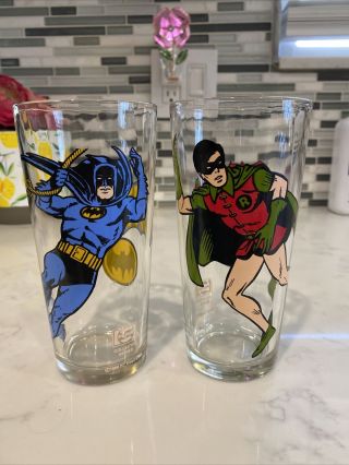 Vintage Batman & Robin Glasses Pepsi Collector Series 1966/1978 Dc Comics