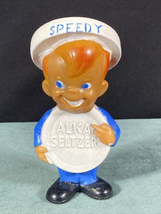 Vintage Alka Seltzer Speedy Rubber Coin Bank Advertising Figure Mascot