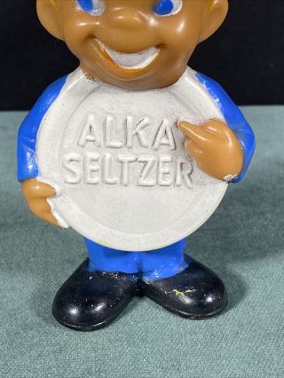 Vintage Alka Seltzer Speedy Rubber Coin Bank Advertising Figure Mascot 3