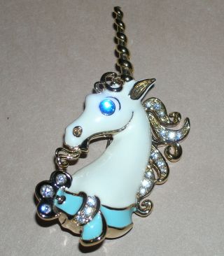 Vintage Bob Mackie Unicorn Horse Enamel Crystal Pin / Brooch Hard To Find