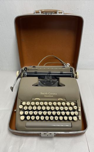 Vintage Smith - Corona Beige 5te Electric Typewriter W/ Brown Case Only