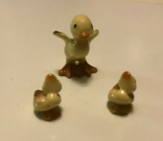 3 Vintage Hagen Renaker Monrovia Miniature Duck 2 Tiny Baby Ducklings Figurine