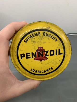 Vintage Rare Top 1 Pound Pennzoil Grease Oil Gas Station Lubrication Can