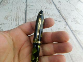 Vintage Sheaffer White Dot Lifetime Fountain Pen Black/green Design Lever Fill