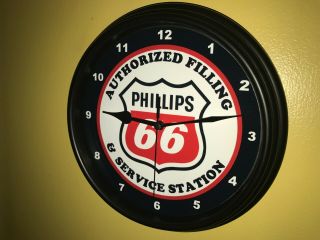 Phillips 66 Oil Gas Service Station Authfill Advertising Man Cave Clock Sign