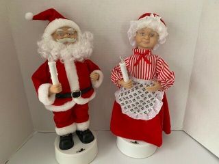 Vintage " The Motionettes " Santa And Mrs Claus Twin Pack Christmas
