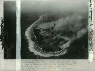 1947 Press Photo An Aerial View Of Eniwetok Atoll In The Pacific After Bombing