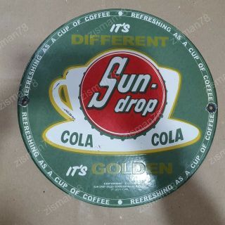Sun Drop Cola Porcelain Sign 12 Inches Round