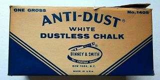 Vintage Binney & Smith Anti - Dust White Dustless Chalk No.  1405 66 Sticks Total