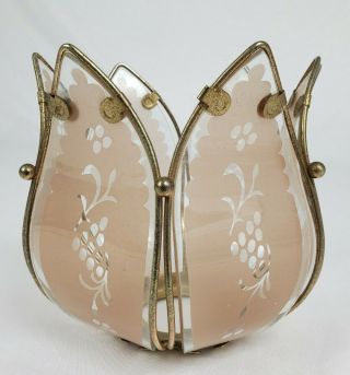Lotus Flower Touch Lamp Replacement Shade Gold Frame Light Pink Vintage