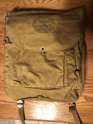 Vintage Boy Scouts Of America No.  573 Haversack Canvas Rucksack Backpack Tan