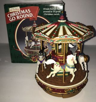 Vintage 1999 Mr Christmas Carousel Merry Go Round Animated Music 15 Carols Songs