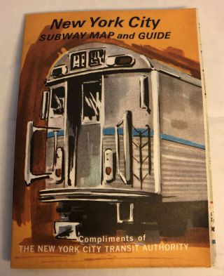 Vintage 1967 York City Transit Authority Subway Map & Guide Nycta Go Subway