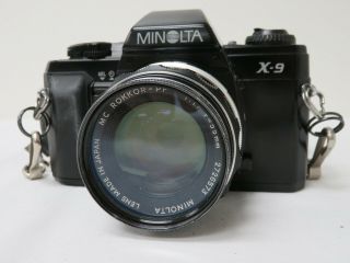 Vintage Minolta X - 9 35 Mm Camera Mc Rokkor - Pf 1:1.  7 F= 55 Mm Lens