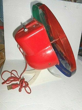 Vintage Aluminum Christmas Tree Rotating Color Wheel Red Plastic Base