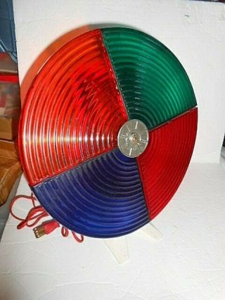 Vintage Aluminum Christmas Tree Rotating Color Wheel Red Plastic base 2