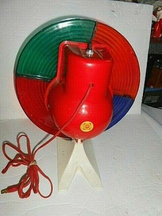 Vintage Aluminum Christmas Tree Rotating Color Wheel Red Plastic base 3