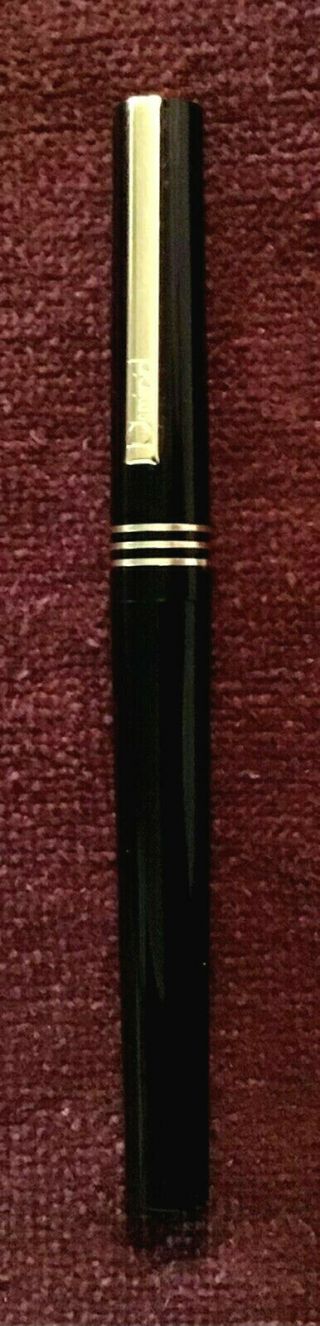 Osmiroid " Easy Change " Black Pen W/ Gold Trim & 22k Gold Plated Copperplate Nib