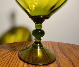 Vintage Green Hand Blown Glass Circus Tent Apothecary Jar Candy Dish 12 1/2 