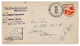 Wwii 1944 55th Fighter Group 8th Aaf Cover Apo 589 England Censored