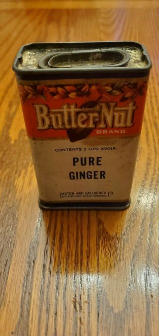 Vintage Butter - Nut Pure Ginger Spice Tin Paxton And Gallagher Omaha