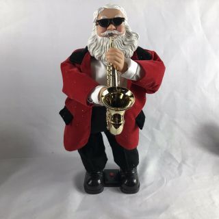 Holiday Time Saxophone Playing Santa Claus Animated
