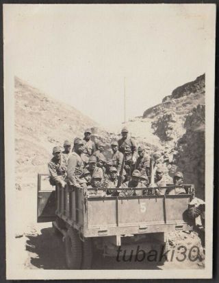 D5 China Shanxi Japan Punitive Force Photo Soldiers On Truck Go To 槐樹舗 Area
