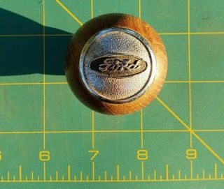 Vintage Ford Shift Knob Wooden Teak Metal Logo Classic Car